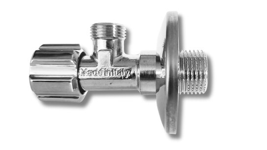 Hoekstopkraan 1/2"-3/4" met rosas