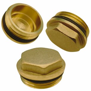 Stop 4/4" messing met rubber dichting
