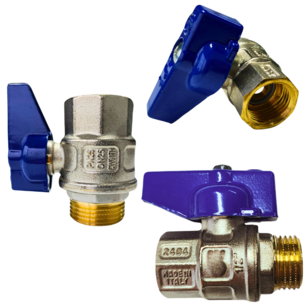 Bolkraan 1/2" M/F blauwe hendel