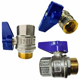Bolkraan 1" M/F blauwe hendel