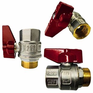Ball valve 3/4' M/F red handle
