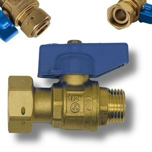 2-Piece Ball Valve Blue Handle 1/2" x 3/4" M/F