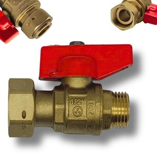 2-Piece Ball Valve Red Handle 1/2" x 3/4" M/F